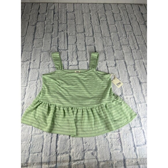 a.n.a Women's Size Large Mint Green Striped Polyester Round Neck Regular - Picture 2 of 8